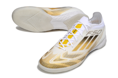 Adidas F50 Pro IC Low-Tops Soccer Shoes - White/Black/Gold