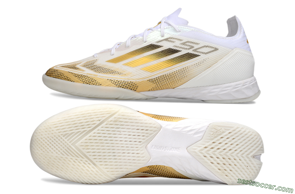 Adidas F50 Pro IC Low-Tops Soccer Shoes - White/Black/Gold 1