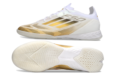 Adidas F50 Pro IC Low-Tops Soccer Shoes - White/Black/Gold