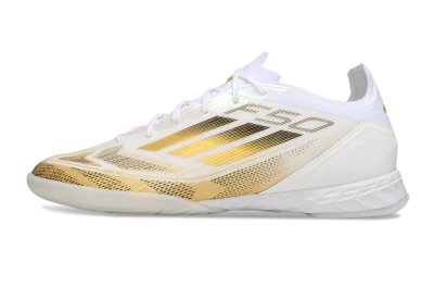 Adidas F50 Pro IC Low-Tops Soccer Shoes - White/Black/Gold