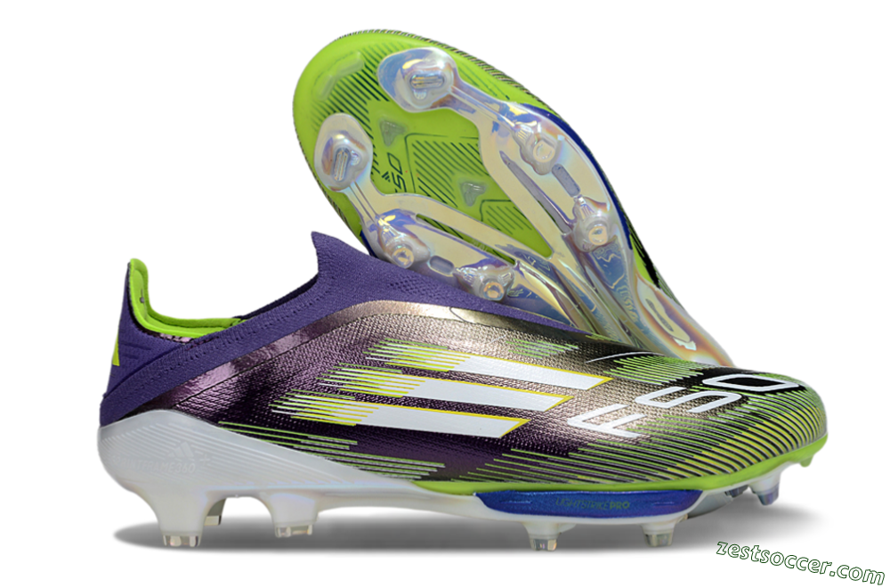 Adidas F50+ Elite Lightstrike Pro Laceless FG Low-Tops Soccer Cleats - Purple/White/Yellow 0