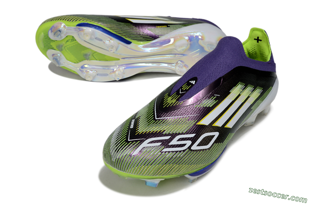 Adidas F50+ Elite Lightstrike Pro Laceless FG Low-Tops Soccer Cleats - Purple/White/Yellow 3