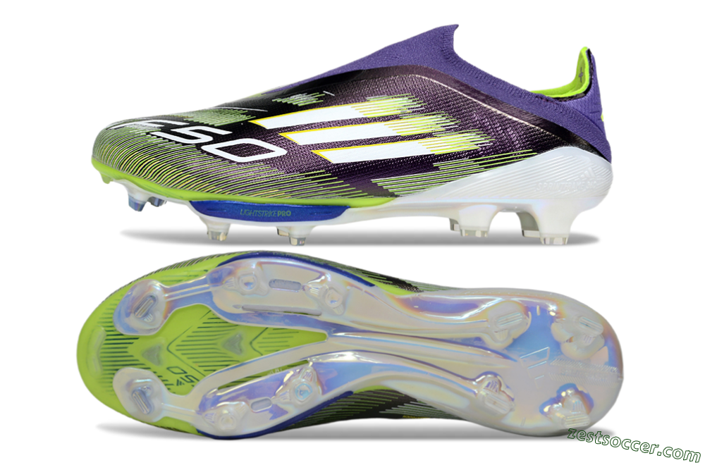 Adidas F50+ Elite Lightstrike Pro Laceless FG Low-Tops Soccer Cleats - Purple/White/Yellow 1