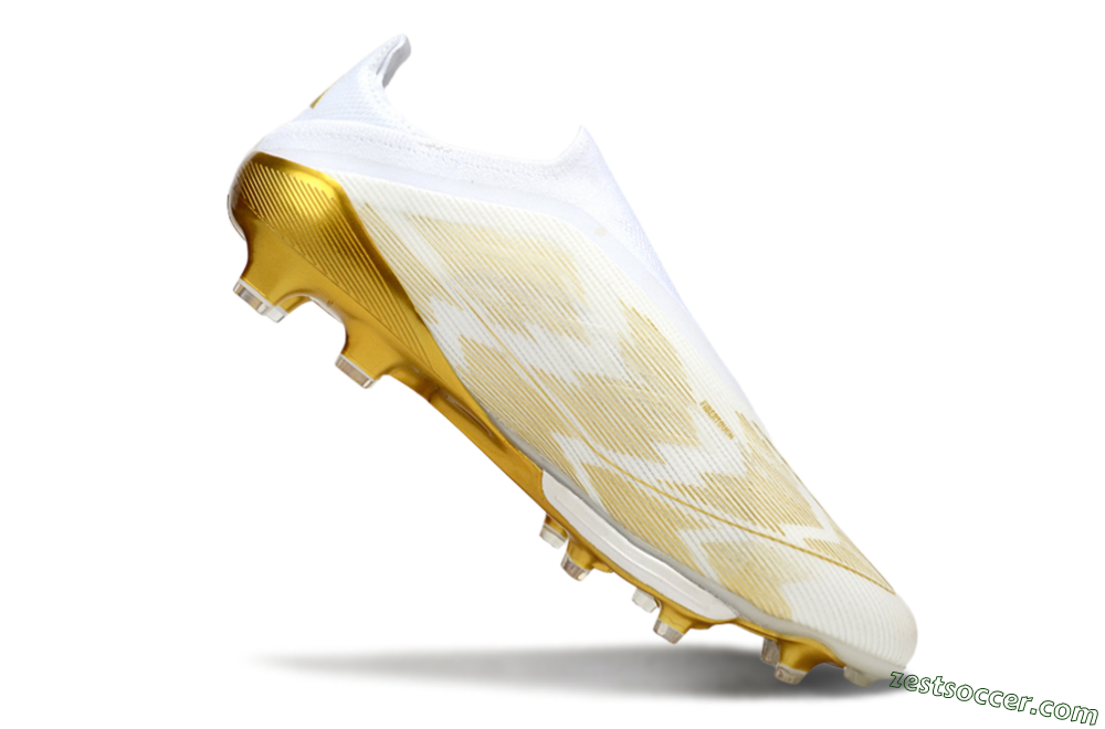 Adidas F50+ Elite Lightstrike Pro Laceless FG Low-Tops Soccer Cleats - White/Gold 4