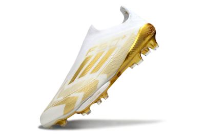 Adidas F50+ Elite Lightstrike Pro Laceless FG Low-Tops Soccer Cleats - White/Gold