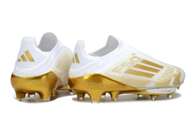 Adidas F50+ Elite Lightstrike Pro Laceless FG Low-Tops Soccer Cleats - White/Gold