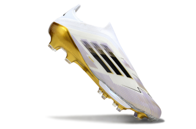 Adidas F50+ Elite Lightstrike Pro Laceless FG Low-Tops Soccer Cleats - White/Black/Gold