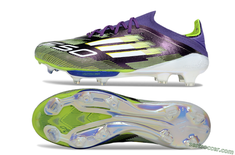 Adidas F50+ Elite Lightstrike Pro FG Low-Tops Soccer Cleats - Purple/White/Yellow 1
