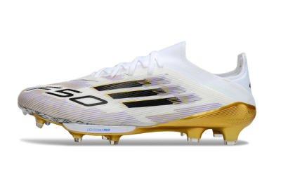 Adidas F50+ Elite Lightstrike Pro FG Low-Tops Soccer Cleats - White/Black/Gold