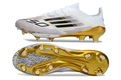 Adidas F50+ Elite Lightstrike Pro FG Low-Tops Soccer Cleats - White/Black/Gold