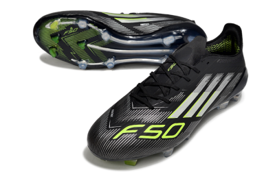 Adidas F50 Elite FG Low-Tops Soccer Cleats - Black/Silver/Yellow