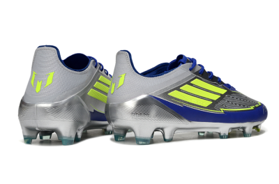 Messi x Adidas F50 Elite FG Low-Tops Soccer Cleats - Silver/Yellow/Blue