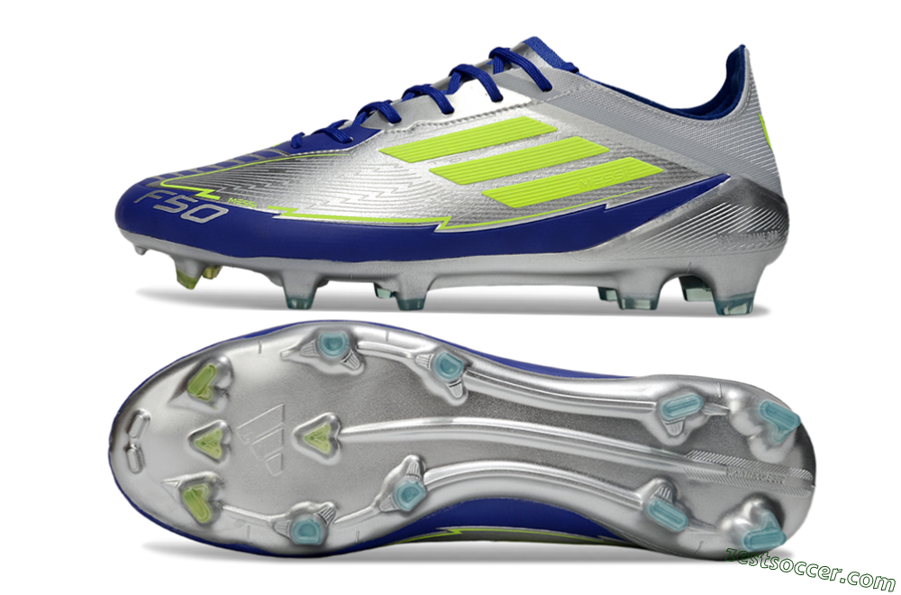 Messi x Adidas F50 Elite FG Low-Tops Soccer Cleats - Silver/Yellow/Blue 1