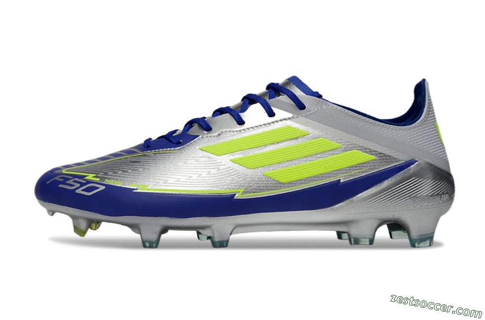 Messi x Adidas F50 Elite FG Low-Tops Soccer Cleats - Silver/Yellow/Blue 2