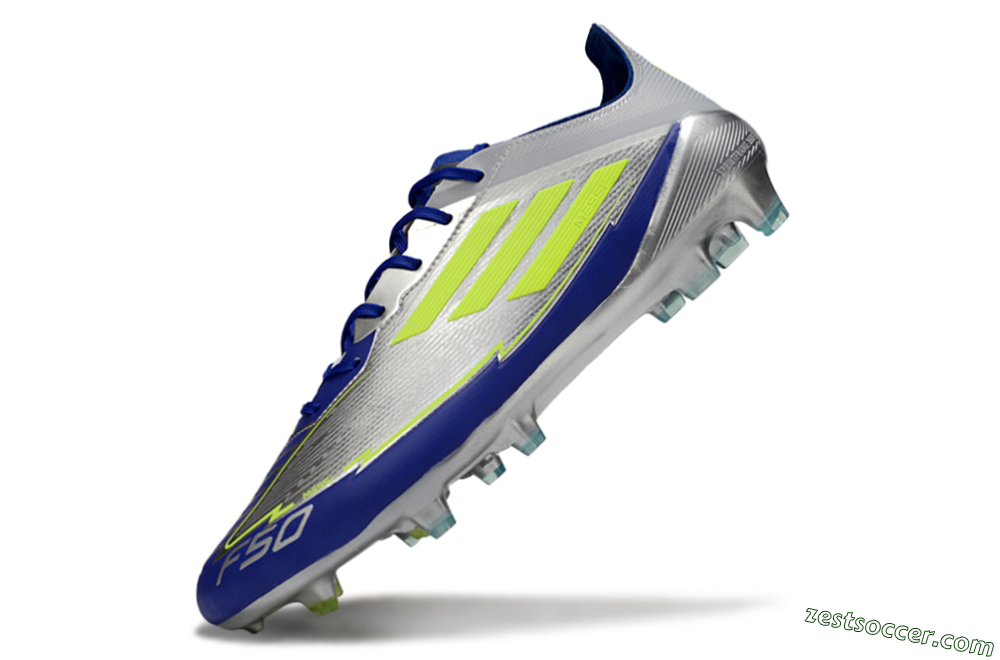 Messi x Adidas F50 Elite FG Low-Tops Soccer Cleats - Silver/Yellow/Blue 5