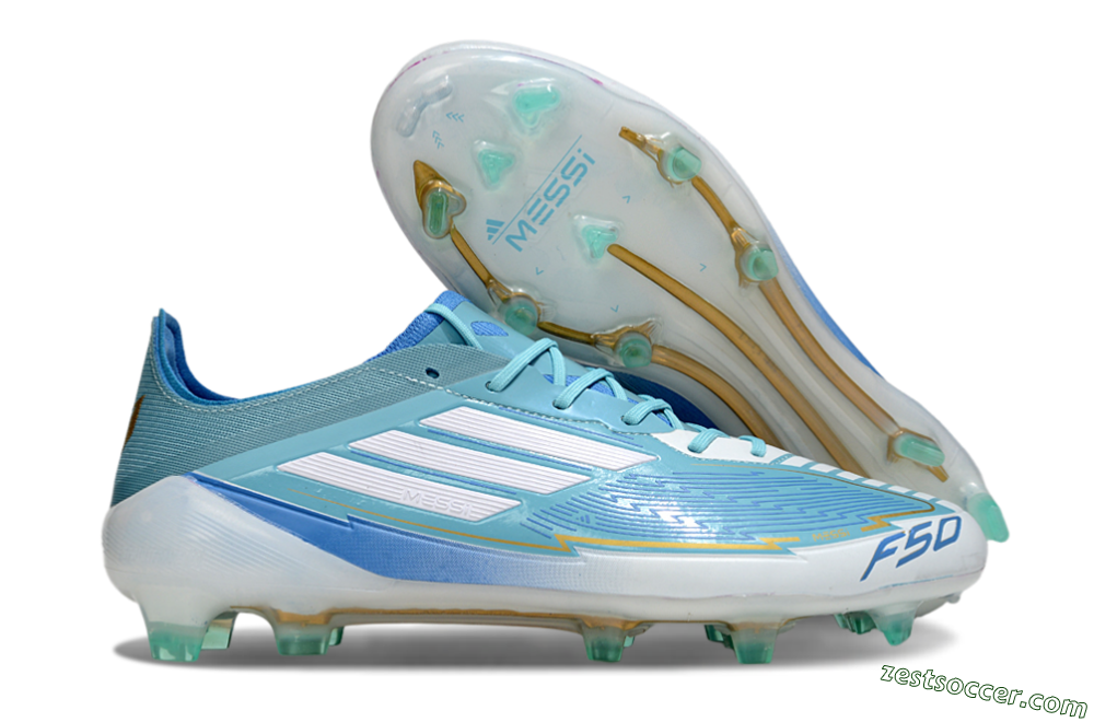 Messi x Adidas F50 Elite FG Low-Tops Soccer Cleats - Jade/White/Blue 0
