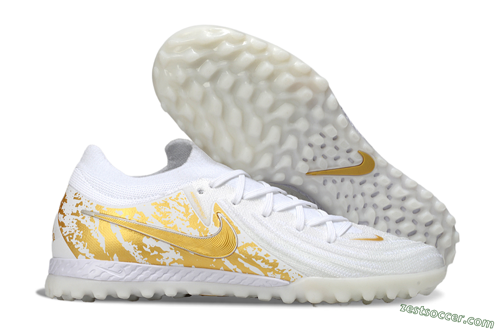 Nike Phantom GX 2 Elite TF Low-Tops Soccer Shoes - White/Gold 0