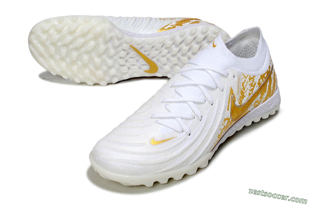 Nike Phantom GX 2 Elite TF Low-Tops Soccer Shoes - White/Gold 3