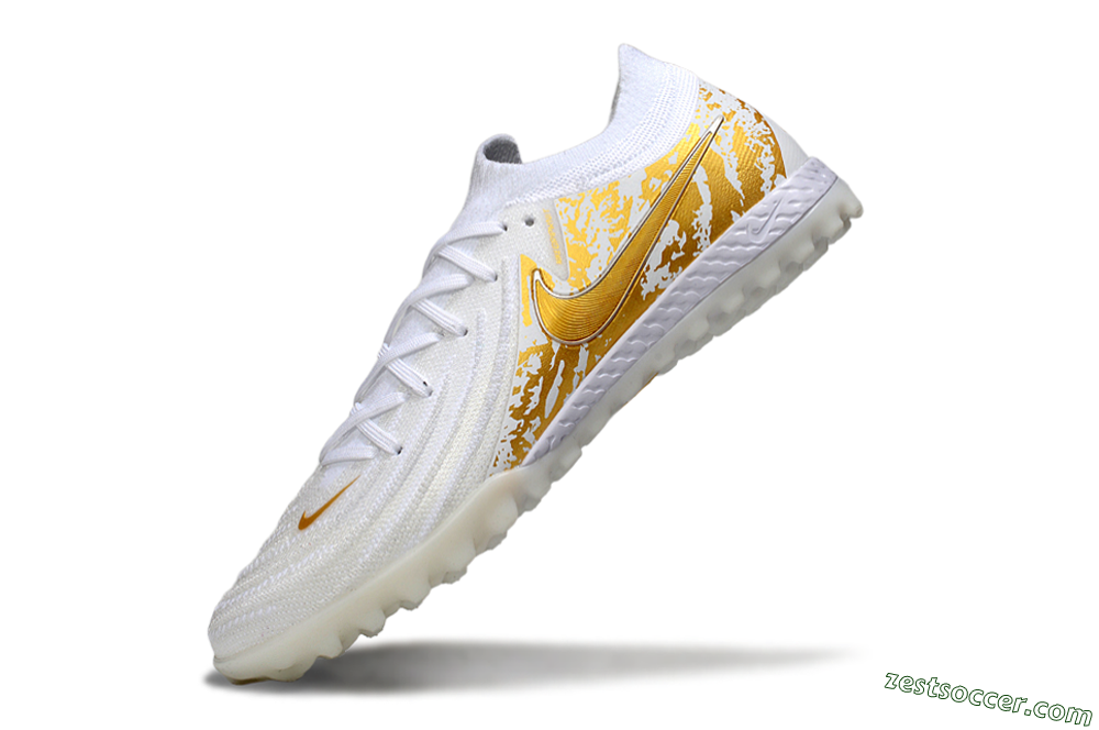 Nike Phantom GX 2 Elite TF Low-Tops Soccer Shoes - White/Gold 5