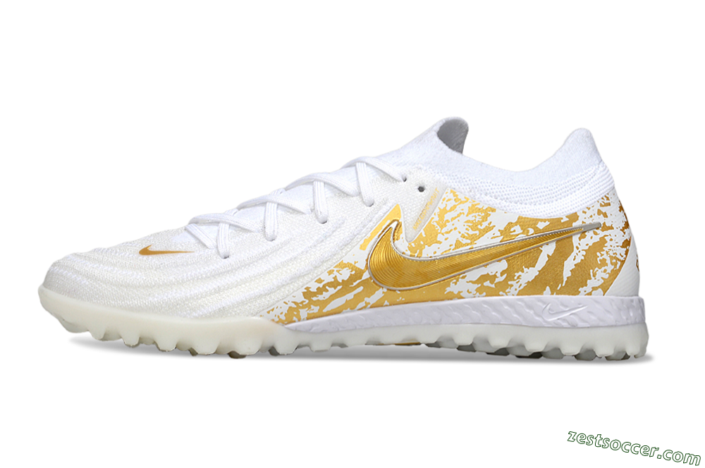 Nike Phantom GX 2 Elite TF Low-Tops Soccer Shoes - White/Gold 2