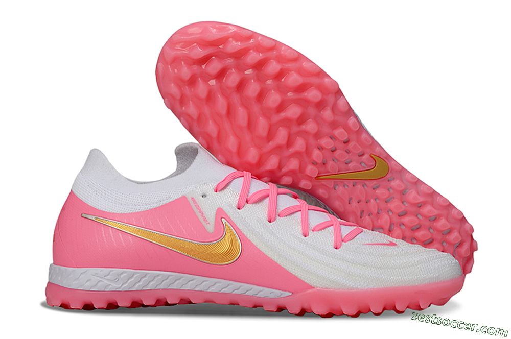 Nike Phantom GX 2 Elite TF Low-Tops Soccer Shoes - White/Pink/Gold 0