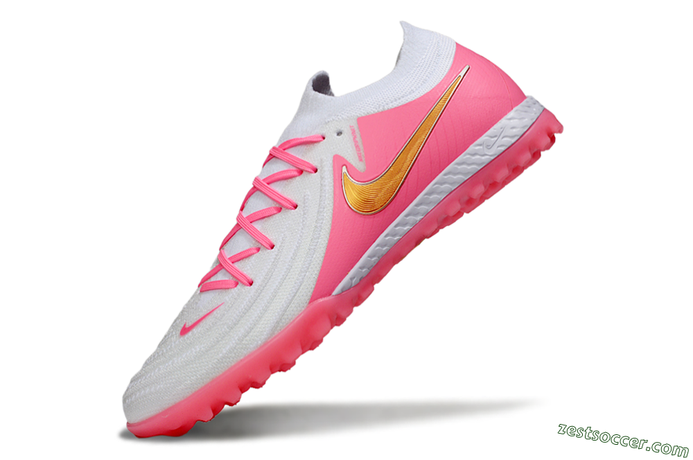 Nike Phantom GX 2 Elite TF Low-Tops Soccer Shoes - White/Pink/Gold 5