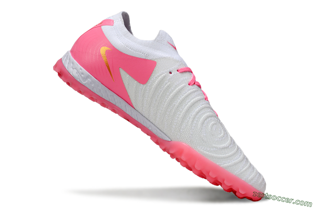 Nike Phantom GX 2 Elite TF Low-Tops Soccer Shoes - White/Pink/Gold 4