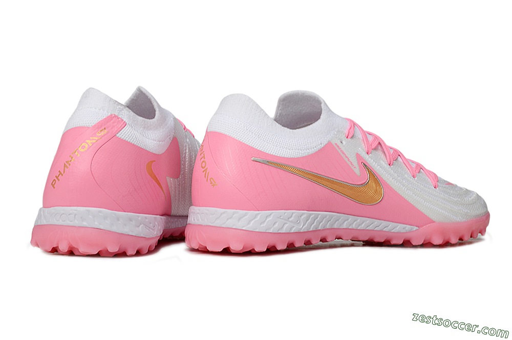Nike Phantom GX 2 Elite TF Low-Tops Soccer Shoes - White/Pink/Gold 6