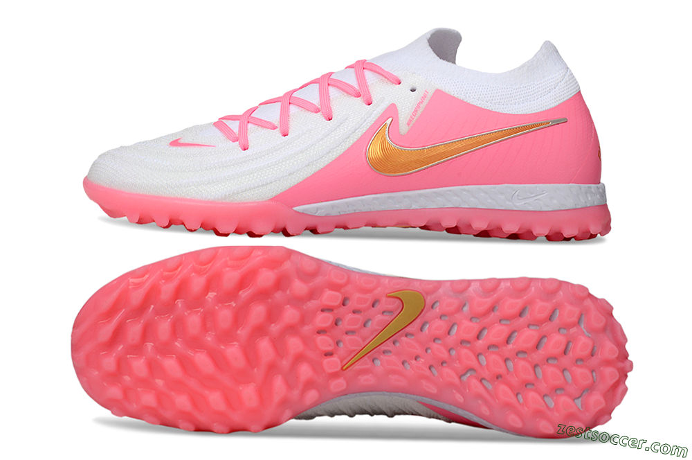 Nike Phantom GX 2 Elite TF Low-Tops Soccer Shoes - White/Pink/Gold 1