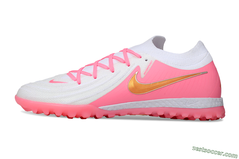 Nike Phantom GX 2 Elite TF Low-Tops Soccer Shoes - White/Pink/Gold 2