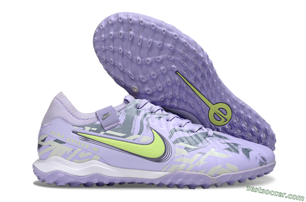 Nike Tiempo Legend 10 Pro TF Low-Tops Soccer Shoes - Purple/Black/Yellow 0