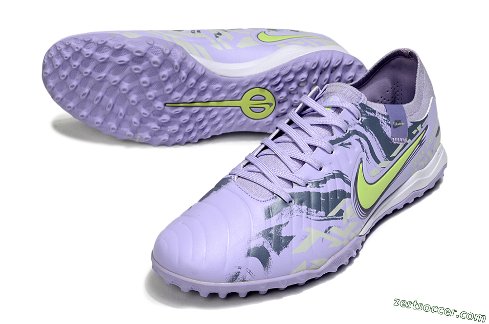 Nike Tiempo Legend 10 Pro TF Low-Tops Soccer Shoes - Purple/Black/Yellow 3