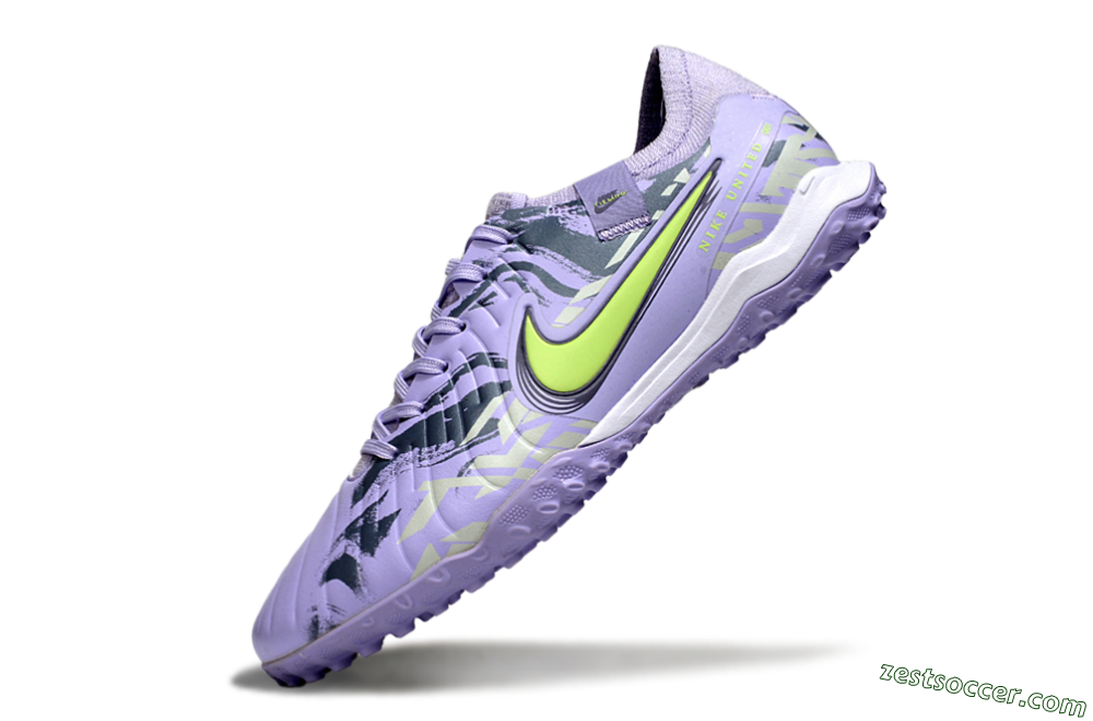 Nike Tiempo Legend 10 Pro TF Low-Tops Soccer Shoes - Purple/Black/Yellow 5