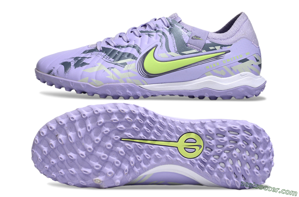 Nike Tiempo Legend 10 Pro TF Low-Tops Soccer Shoes - Purple/Black/Yellow 1