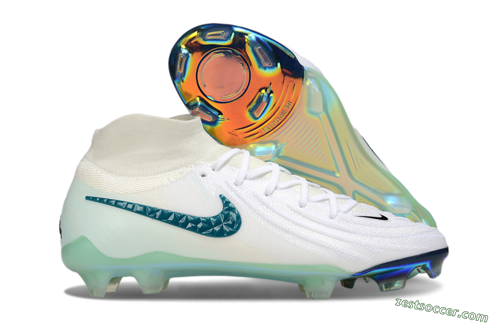 Nike Phantom Luna Elite NU FG Low-Tops Soccer Cleats - White/Black/Jade 0