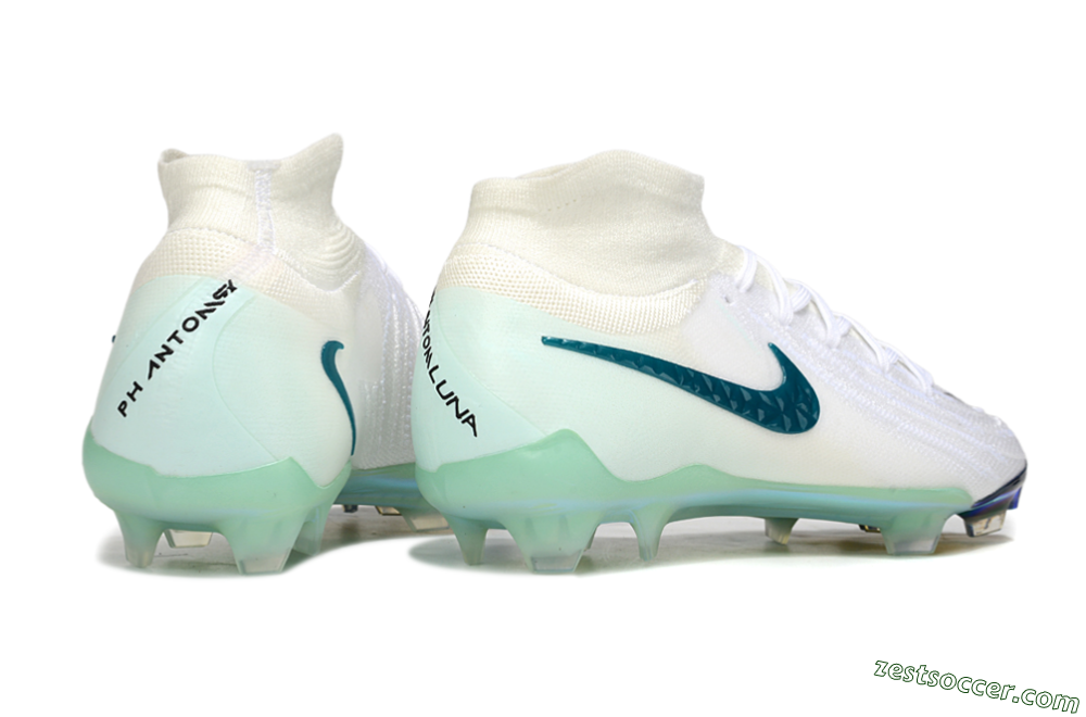 Nike Phantom Luna Elite NU FG Low-Tops Soccer Cleats - White/Black/Jade 6