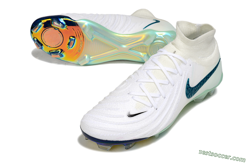 Nike Phantom Luna Elite NU FG Low-Tops Soccer Cleats - White/Black/Jade 3