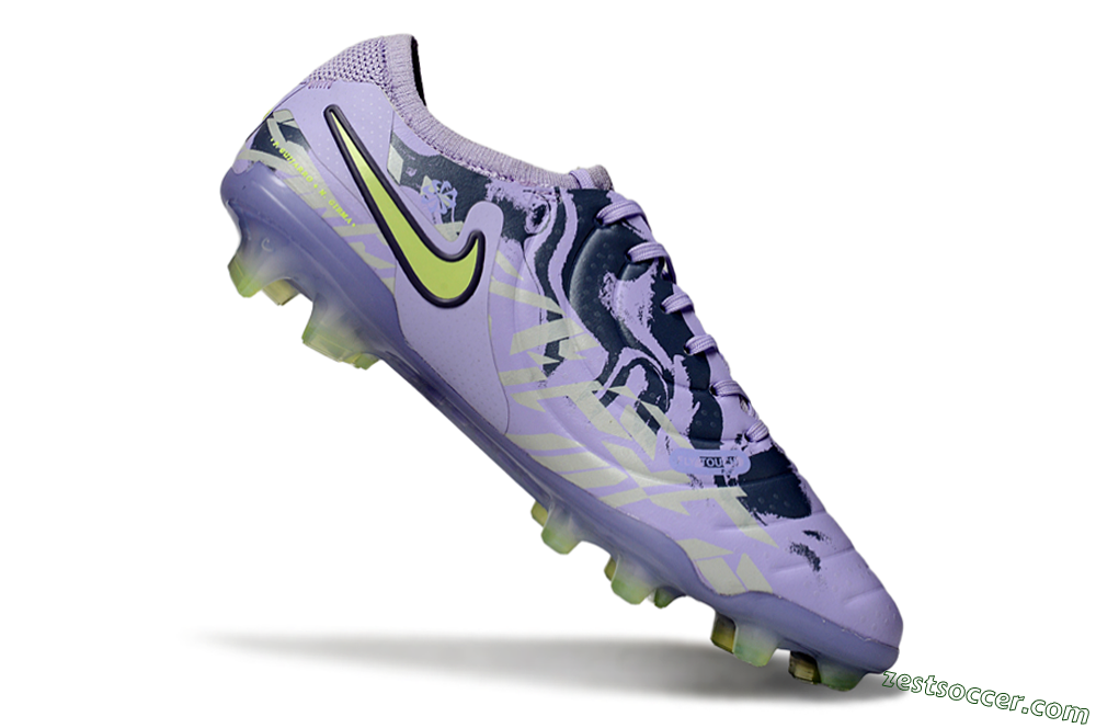 Nike Tiempo Legend 10 Elite FG Low-Tops Soccer Cleats - Purple/Black/Yellow 4