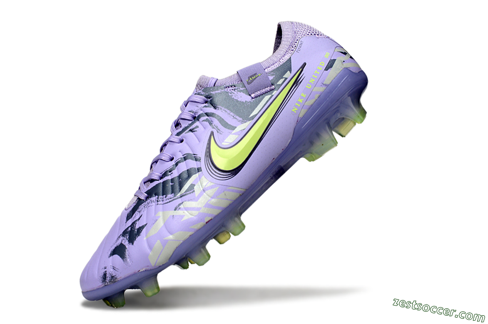 Nike Tiempo Legend 10 Elite FG Low-Tops Soccer Cleats - Purple/Black/Yellow 5
