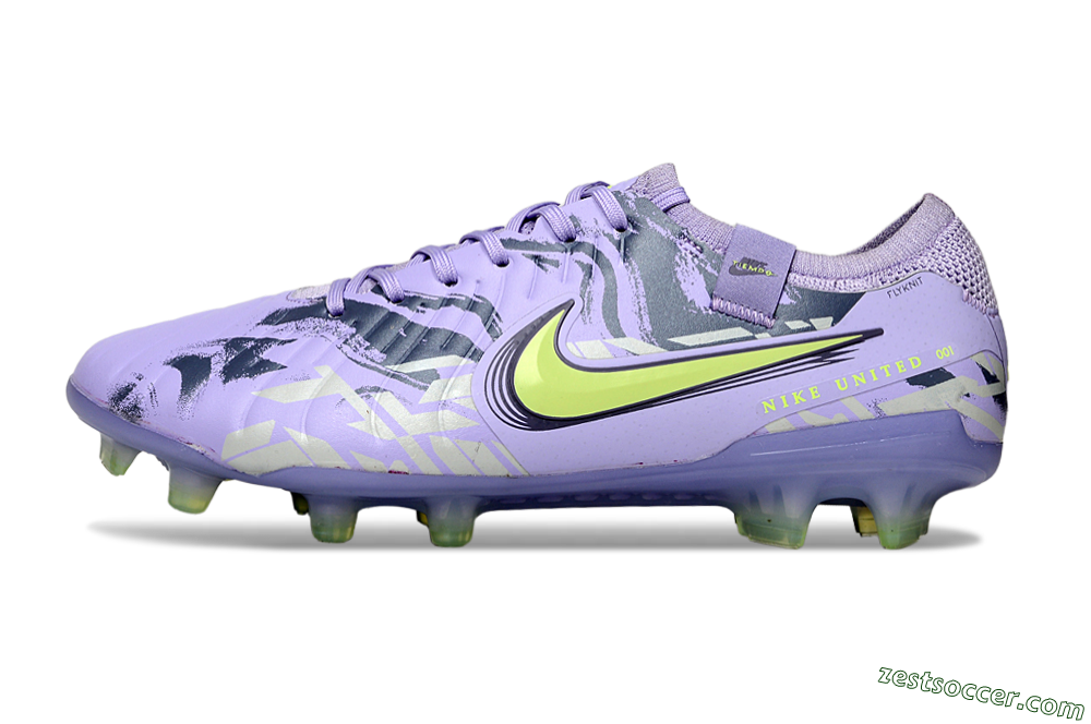 Nike Tiempo Legend 10 Elite FG Low-Tops Soccer Cleats - Purple/Black/Yellow 2