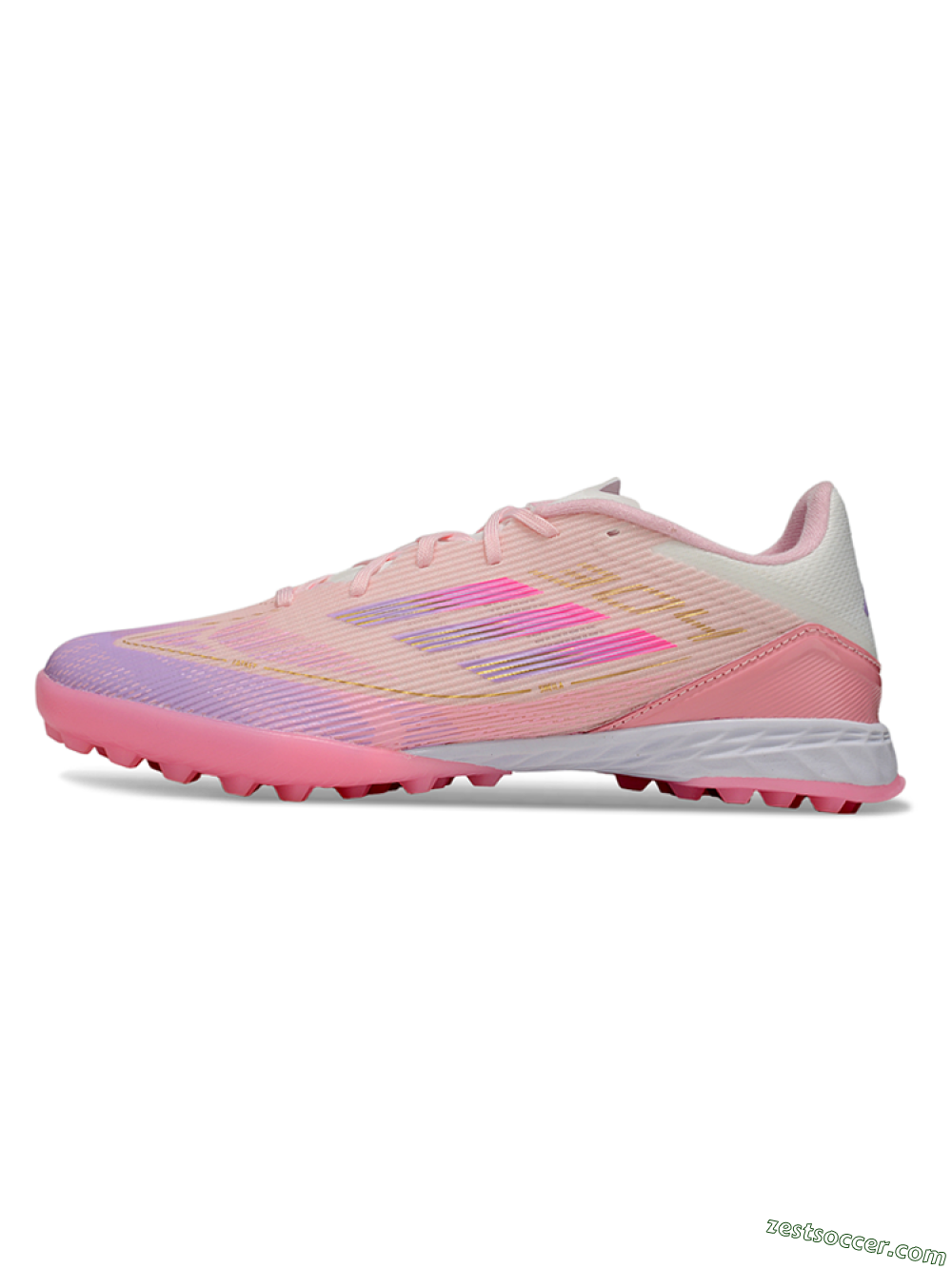 Adidas F50 Pro TF Low-Tops Soccer Shoes - Pink/Purple/Gold 2