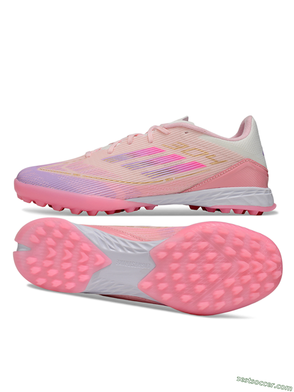 Adidas F50 Pro TF Low-Tops Soccer Shoes - Pink/Purple/Gold 1