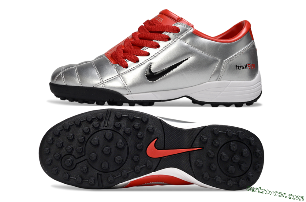 Nike Total 90 II TF Low-Tops Soccer Shoes - Silver/Black/Red 1