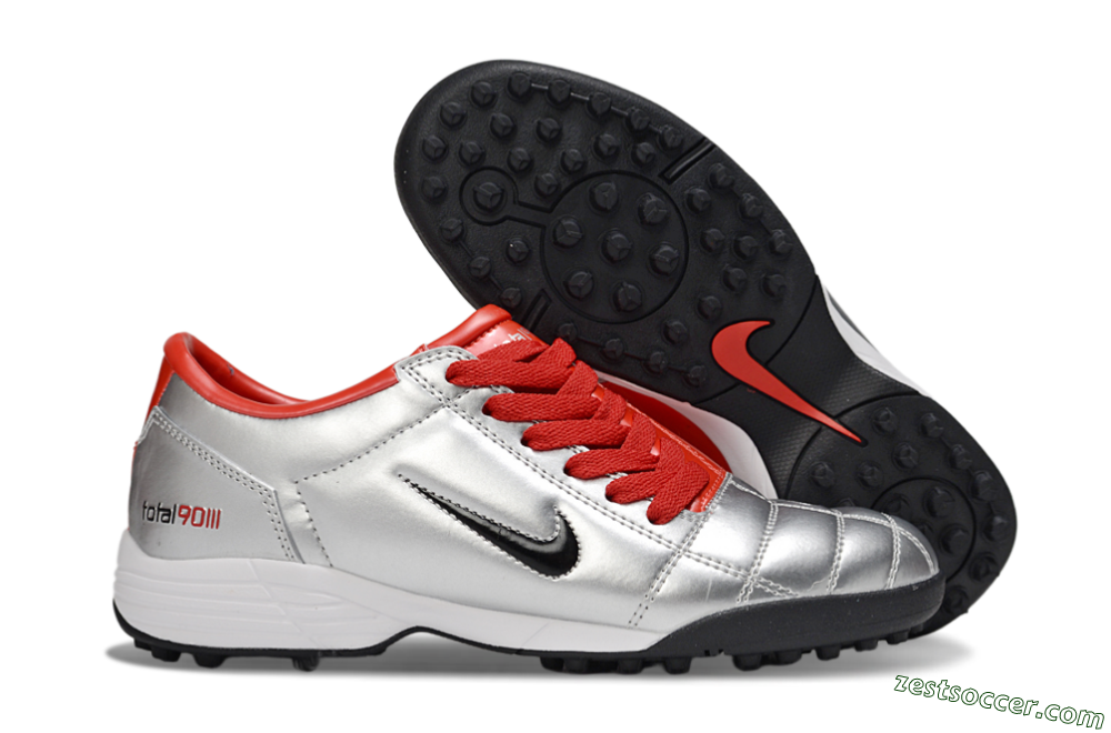 Nike Total 90 II TF Low-Tops Soccer Shoes - Silver/Black/Red 0
