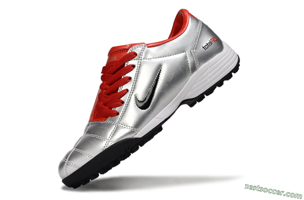 Nike Total 90 II TF Low-Tops Soccer Shoes - Silver/Black/Red 5