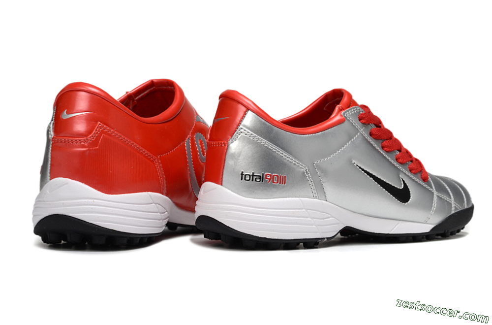 Nike Total 90 II TF Low-Tops Soccer Shoes - Silver/Black/Red 6