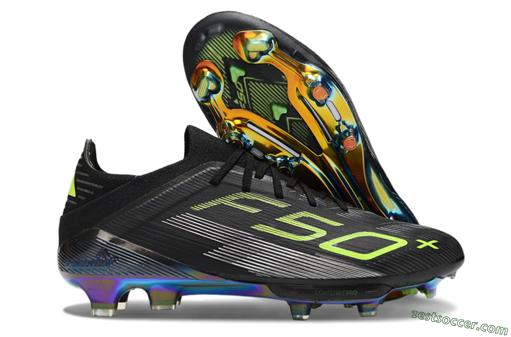 Adidas F50+ Elite Lightstrike Pro FG Low-Tops Soccer Cleats - Black/Yellow/Silver 0