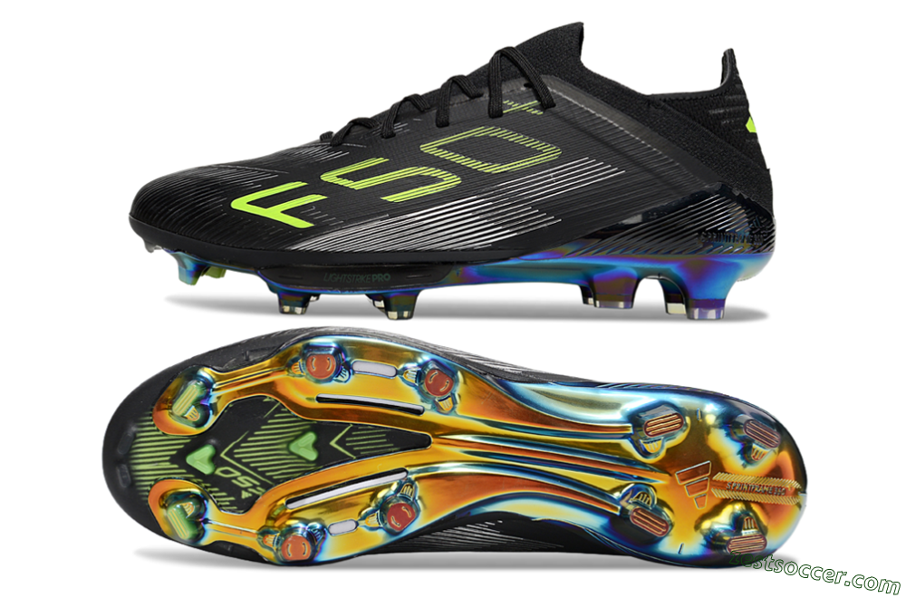 Adidas F50+ Elite Lightstrike Pro FG Low-Tops Soccer Cleats - Black/Yellow/Silver 1