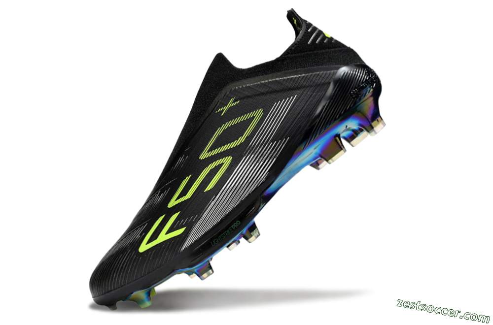 Adidas F50+ Elite Lightstrike Pro Laceless FG Low-Tops Soccer Cleats - Black/Yellow/Silver 5