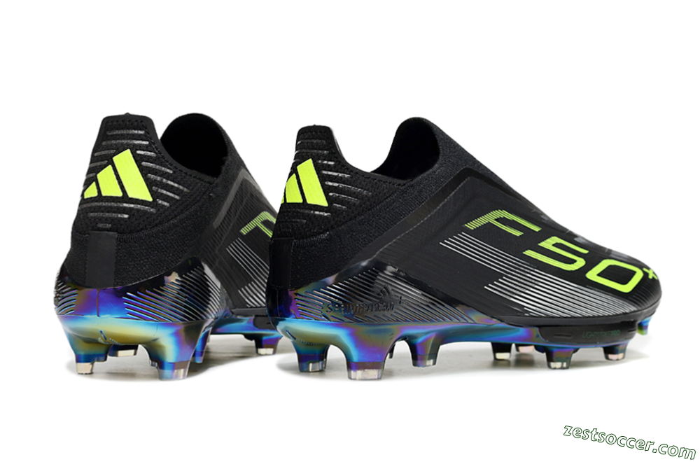Adidas F50+ Elite Lightstrike Pro Laceless FG Low-Tops Soccer Cleats - Black/Yellow/Silver 6